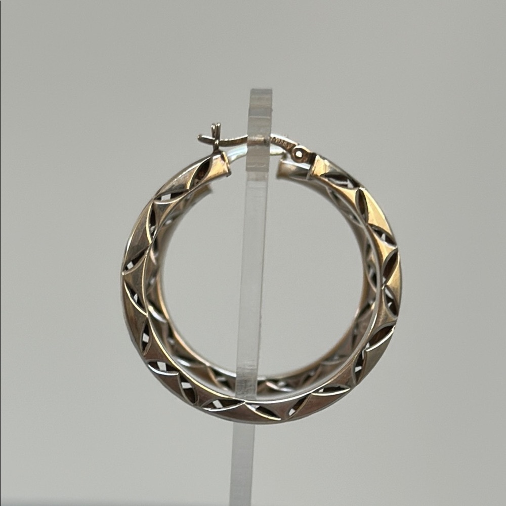 Elegant 925 silver Silver and Gold Twisted Hoop Earrings